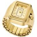 Uhrenring FOSSIL "RAQUEL WATCH RING", gold (goldfarben), Armbanduhren, Damen, Quarzuhr, Damenuhr, analog, Edelstahl, Flexband, Zugband