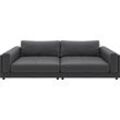 Big-Sofa 3C CANDY "Karalis mit extra großer Sitztiefe, elegantes Mega Sofa zum Relaxen", grau (anthrazit), B:294cm H:85cm T:150cm, 100% Leder, Sofas, auch in Cord- oder Leder-Bezug, lose Kissen, loungige Bequemlichkeit