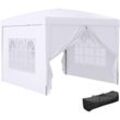 Outsunny - Faltpavillon ca. 3 x 3 m Pavillon mit 4 Seitenwänden, Fenster, Festzelt mit UV-Schutz, Gartenzelt inkl. Tragetasche, für Garten, Terrasse,