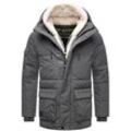 Winterjacke STONE HARBOUR "Lauroo XX", Herren, Gr. L (52), grau (anthrazit), Obermaterial: 100% Polyester, Innenfutter: 100% Polyester, Wattierung: 100% Polyester, Ärmelfutter: 100% Polyester, Kunstpelz: 100% Polyester, modisch, gerade Po-bedeckend, hoch geschlossener Ausschnitt, Langarm verstellbar Rippstrickbündchen mit Daumenlöchern, Jacken, urbane Herren Steppjacke mit kuscheligem Teddyfleece