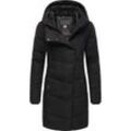 Wintermantel RAGWEAR "Pavla Coat", Damen, Gr. XS (34), schwarz, Obermaterial: 100% Polyester, Innenfutter: 100% Polyester, Wattierung: 100% Polyester, modisch, tailliert ca. Mitte Oberschenkel, Langarm Ärmel ohne Ärmelschlitz Rippstrickbündchen, Mäntel, stylischer Damen Steppmantel in Woll-Optik