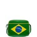 Schultertasche LOGOSHIRT "Brazil - ordem e progresso", Damen, Gr. B/H/T: 12.5cm x 30cm x 40cm, grün (grün, gelb), Lederimitat, bedruckt, mehrfarbig, Taschen, mit Ordem e progresso-Frontprint