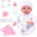 Babypuppe BAYER "Reborn Baby, 38 cm Elefantenmuster", rosa (weiß, rosa), Puppen, Kinder