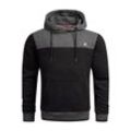 Kapuzenpullover ALESSANDRO SALVARINI "ASLerio", Herren, Gr. L, grau (dunkelgrau, schwarz), Obermaterial: 65% Baumwolle, 35% Polyester, Pullover Hoodie Sweatshirt, mit großer Kapuze, mit Kapuze