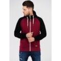 Sweatjacke BEHYPE "HENRAY", Herren, Gr. L, rot (weinrot), 70% Baumwolle, 30% Polyester, mehrfarbig, casual, normal, ohne Ausschnitt, Langarm, Sweatjacken, mit erhöhtem Kragen