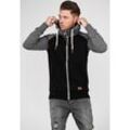 Sweatjacke BEHYPE "HENRAY", Herren, Gr. L, schwarz, 70% Baumwolle, 30% Polyester, mehrfarbig, casual, normal, ohne Ausschnitt, Langarm, Sweatjacken, mit erhöhtem Kragen