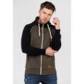 Sweatjacke BEHYPE "HENRAY", Herren, Gr. M, grün (khaki), 70% Baumwolle, 30% Polyester, mehrfarbig, casual, normal, ohne Ausschnitt, Langarm, Sweatjacken, mit erhöhtem Kragen