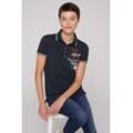 Poloshirt SOCCX, Damen, Gr. L, blau, Material: 95% Baumwolle, 5% Elasthan, bedruckt, bestickt, casual, tailliert normal, Kurzarm eingesetzt Bündchen, Shirts, mit längerer Rückenpartie