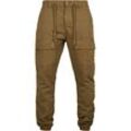 Jogginghose URBAN CLASSICS "Urban Classics Herren Front Pocket Cargo Jogging Pants", Herren, Gr. L, US-Größen, grün (summerolive), 100% Baumwolle, unifarben, relaxed fit, Hosen