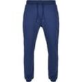 Jogginghose URBAN CLASSICS "Urban Classics Herren Organic Basic Sweatpants", Herren, Gr. M, US-Größen, blau (dunkelblau), 100% Baumwolle, unifarben, normal, Hosen