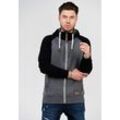 Sweatjacke BEHYPE "HENRAY", Herren, Gr. L, grau (dunkelgrau), 70% Baumwolle, 30% Polyester, mehrfarbig, casual, normal, ohne Ausschnitt, Langarm, Sweatjacken, mit erhöhtem Kragen