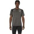 Laufshirt ASICS "ROAD SS TOP", Herren, Gr. L, schwarz (performance schwarz), Obermaterial: 100% Polyester, meliert, sportlich, Rundhals, Kurzarm, Shirts