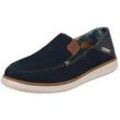 Slipper RIEKER EVOLUTION, Herren, Gr. 45, blau, Leder, Synthetik, casual, Schuhe, mit Kontrastnaht