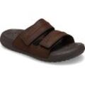 Badepantolette CROCS "Yukon Vista 2", Herren, Gr. 48, braun (espresso), Lederimitat, sportlich, Schuhe Pantolette, Sommerschuh, Poolslides, Schlappen, mit Klettverschluss