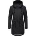 Wintermantel RAGWEAR "Elsien", Damen, Gr. 4XL (48), schwarz, Obermaterial: 100% Polyester, Innenfutter: 100% Polyester, Wattierung: 100% Polyester, modisch, tailliert ca. Mitte Oberschenkel, hoch geschlossener Ausschnitt, Langarm Ärmel ohne Ärmelschlitz Rippstrickbündchen mit Daumenlöchern, Mäntel, wasserdichter Winterparka mit Teddyfell-Futter