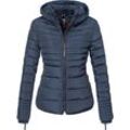 Winterjacke MARIKOO "Amber", Damen, Gr. XXL (44), blau, Obermaterial: 100% Polyester, Futter: 100% Polyester, Wattierung: 100% Polyester, Ärmelfutter: 100% Polyester, kontrastfarbene Details, casual, figurbetont hüftbedeckend, Langarm verstellbar Rippstrickbündchen mit Reißverschluss, Jacken, stylische Steppjacke mit Teddyfutter