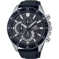 Chronograph CASIO EDIFICE "EFV-620L-1AVUEF", schwarz, Armbanduhren, Herren, Quarzuhr, Armbanduhr, Herrenuhr, Stoppfunktion, Datum, Lederband