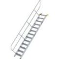 Treppe 45° Stufenbreite 600 mm 13 Stufen Aluminium geriffelt - 600253 - Günzburger Steigtechnik