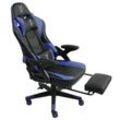 Gaming Stuhl im modernen Racing-Design mit ausziehbarer Fußstütze Gaming Chair mit verstellbaren Design Armlehnen ergonomischer Schreibtischstuhl mit extra Stützkissen