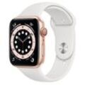 Apple Watch Series 5 (2019) GPS + Cellular 44 mm - Rostfreier Stahl Gold - Sportarmband Weiß