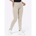 Slim-fit-Jeans ASCARI, Damen, Gr. 42, Normalgrößen, beige (sand), 91% Baumwolle, 6% Polyester, 3% Elasthan, unifarben, lang, Jeans