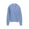 TOM TAILOR DENIM Damen Strick Cardigan mit V-Ausschnitt, blau, Meliert, Gr. M