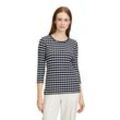 3/4-Arm-Shirt BETTY BARCLAY "Betty Barclay Basic Shirt mit Rundhalsausschnitt", Damen, Gr. 36, blau (dunkelblau, weiß), Jersey, Obermaterial: 62% Polyester, 36% Viskose, 2% Elasthan., feminin, tailliert normal, Rundhals, 3/4-Ärmel, Shirts, Material