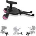 SWANEW Buggy board Upgrade Universal Stehbrett Kiddy Trittbrett Kinderwagen Zubehör mit Sitz Rosa