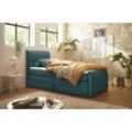 Boxspringbett ED EXCITING DESIGN "Bolivia", blau, B:103cm L:220cm, 92% Polyester, 8% Nylon, Komplettbetten, Boxspringbett, harte Seite mit Kokosmatte, weiche Seite mit Filzabdeckung