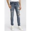 Skinny-fit-Jeans LEVI'S "Skinny Taper", Herren, Gr. 32, Länge 30, blau (medium indigo destructed), Denim/Jeans, Obermaterial: 70% Baumwolle, 28% Lyocell, 2% Elasthan, casual, Jeans