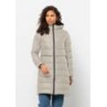 Daunenmantel JACK WOLFSKIN "LENAUPLATZ COAT W", Damen, Gr. M (38/40), beige (seal), Obermaterial: 100% Polyamid ; Futter: 100% Polyester; Füllung: 90% Entendaunen, 10% Federn, Mäntel