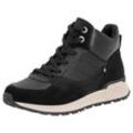 Sneaker RIEKER EVOLUTION, Damen, Gr. 38, schwarz, Leder, Lederimitat, sportlich, Schuhe, Freizeitschuh, High Top Sneaker, Schnürboots mit Schaftrandpolster