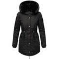 Wintermantel NAVAHOO "Sweety Deluxe", Damen, Gr. L (40), schwarz, Obermaterial: 60% Baumwolle, 40% Nylon, Futter: 100% Polyester, Wattierung: 100% Polyester, Ärmelfutter: 100% Polyester, Kunstpelz: 90% Polyacryl, 10% Polyester, casual, figurumspielend Po-bedeckend, Langarm Ärmel ohne Ärmelschlitz Rippstrickbündchen, Mäntel, modischer Winterparka mit großer doppelter Kapuze