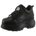 Sneaker BUFFALO, Damen, Gr. 37, schwarz, Leder, sportlich, Schuhe, Freizeitschuh, Ugly-Sneaker, Schnürschuh mit MemoryFoam-Innensohle