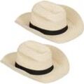 Relaxdays - 2 x Panamahut, cooler Strohhut im Mafia Look, Damen & Herren, Fasching, Bogart Hut mit schwarzem Stoffband, beige