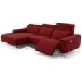 Stoff Ecksofa bella Links Rot m: 284 x 163 Breite x 100 Tiefe Füße: Matt-Schwarz - Rot - Sofanella