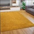 Paco Home - Teppich Wohnzimmer Schlafzimmer Hochflor Shaggy Flokati Einfarbig Weich Modern 60x100 cm, Gelb