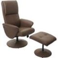 Relaxsessel Stockholm, Fernsehsessel Relaxliege TV-Sessel mit Hocker Kunstleder, taupe