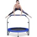 Goplus - 101cm Fitness-Trampolin mit 4-Fach hoehenverstellbarer Haltegriff, klappbares Indoortrampolin Nutzergewicht 150kg, Trampolin für Jumping