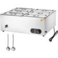 Kommerzieller Speisenwärmer für 6 Pfannen, 6 x 5 qt elektrischer Dampftisch, 1500 w professionelles Buffet-Wasserbad aus Edelstahl für die