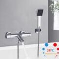 Onyzpily - Badewannenarmatur mit Thermostat mit Handbrause Duschsysteme Duscharmatur mit Wasserfall Auslauf Wannenarmatur Badarmatur inkl.