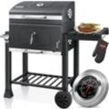 KESSER® Grill Grillwagen XXL Holzkohlegrill mit Deckel, Rädern, Edelstahl-Griff, Grillrost und Thermometer Holzkohle kohlegrill Wagen groß Kohle BBQ Barbeque Camping, Terrasse, Garten