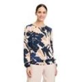 Schlupfbluse BETTY BARCLAY "Betty Barclay Schlupfbluse mit Muster", Damen, Gr. 36, blau (dunkelblau, nature), Obermaterial: 100% Viskose., casual, figurumspielend normal, Rundhals, Langarm, Blusen