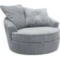 Drehsessel INOSIGN "AMECA, Love Seat XXL, Lese-Sessel, Big-Sessel 122 x 126 x 76 cm", grau (dunkelgrau), B:122cm H:76cm T:126cm, 100% Polyester, Sessel, mit Mega-Cordstoff, Drehfunktion und Federkern