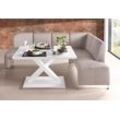 Eckbank EXXPO - SOFA FASHION "Intenso, viele Bezugsstoffe Cord, Leder, Struktur 244/157 cm (B/T)", beige, B:244cm H:91cm T:157cm, NaturLeder, Strukturstoff (Zusammensetzung: Polyester 100%), Luxus-Microfaser (Zusammensetzung: Aufgeflockte 100% Polyester Schicht mit Prägung), Cord (Zusammensetzung: Polyester 100%), Sitzbänke, hohe Bodenfreiheit, frei im Raum stellbar, hoher Sitzkomfort