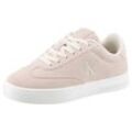 Plateausneaker CALVIN KLEIN JEANS "CLASSIC CUPSOLE LACEUP WT WM", Damen, Gr. 37, rosa (hellrosa, weiß), Veloursleder, kontrastfarbene Details, sportlich, Schuhe, Schnürschuh, Freizeitschuh, Basket-Sneaker, Halbschuh mit Logo