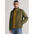 Steppjacke GANT "QUILTED WINDCHEATER", Herren, Gr. M, grün (juniper grün), Web, Obermaterial: 100% Polyester, Rautenmuster, casual, regular fit hüftlang, hoch geschlossener Ausschnitt, Langarm Manschette mit Druckknopf, Jacken, mit Rautensteppung