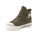 Sneaker CONVERSE "CHUCK TAYLOR ALL STAR LIFT PLATFORM COLORFUL SUEDE", Gr. 36, grün (utility, egret, schwarz), Leder, sportlich, Schuhe