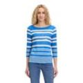 3/4-Arm-Shirt BETTY BARCLAY "Betty Barclay Basic Shirt mit Strass", Damen, Gr. 36, blau (blau, beige), Jersey, Obermaterial: 95% Viskose, 5% Elasthan., feminin, figurumspielend normal, U-Boot-Ausschnitt, 3/4-Ärmel, Shirts, Muster