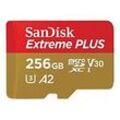 SanDisk Extreme PLUS - Flash-Speicherkarte (microSDXC-an-SD-Adapter inbegriffen) - 256 GB - A2 / Video Class V30 / UHS-I U3 / Class10 - microSDXC UHS-I